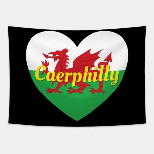 Caerphilly Wales UK Wales Flag Heart Tapestry