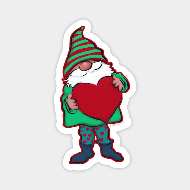 Cute Gnome Holding a Heart Magnet by CheriesArt