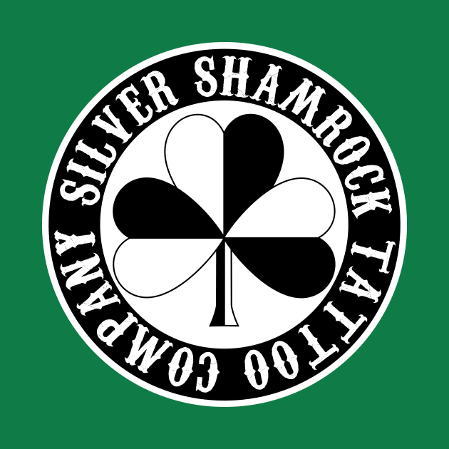 Silver Shamrock Tattoo Company Nautical Shamrock Logo in White by Silver Shamrock Tattoo Company