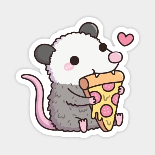 Cute Opossum Eating Pepperoni Pizza Magnet