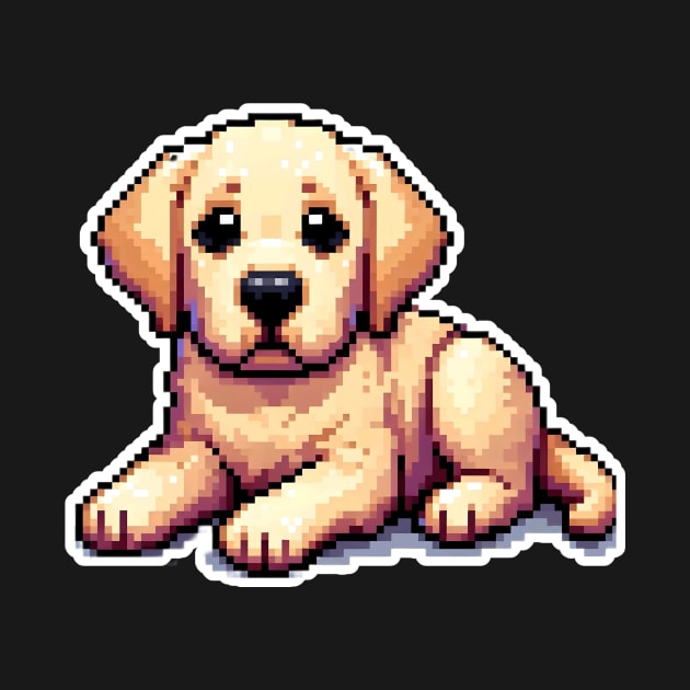 Cute golden Labrador Retriever as pixel art illustration by art poo