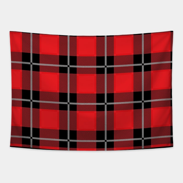 Red and Black Flannel-Plaid Pattern Tapestry by Design_Lawrence