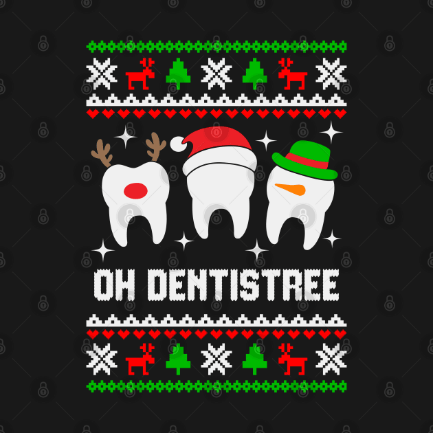 Oh Dentistree Christmas Dentist Teeth Tree T-Shirt by Hobbybox