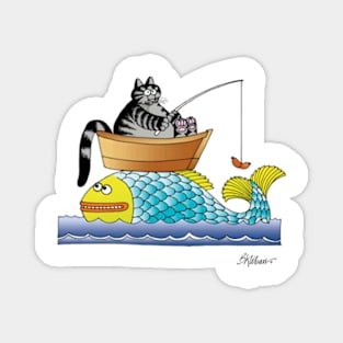 B kliban cat - cat goes fishing (3) Magnet