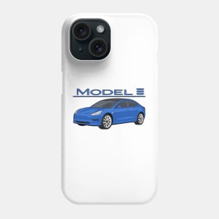 Model 3 Car electric vehicle blue Phone Case