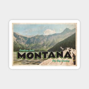 Greetings from Montana - Vintage Travel Postcard Design Magnet