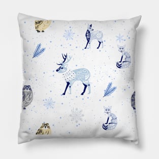 Christmas Snow Animals Mistletoe Pillow