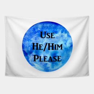 He/Him Please (blue) Tapestry