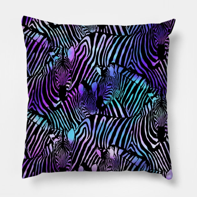 Rainbow Zebra Pillow by Carolina Díaz