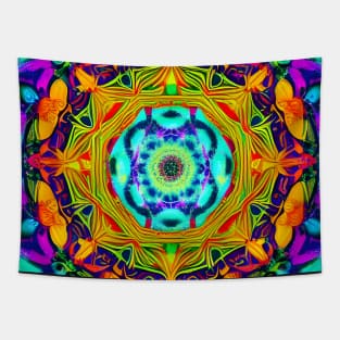 Neon Lotus Mandala Tapestry