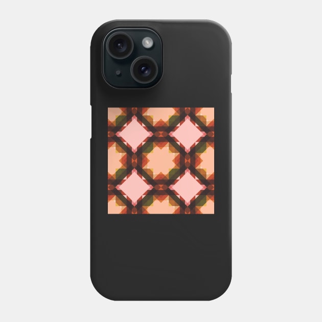 Mid Mod Star Quilt Peach and Green Phone Case by StephersMc