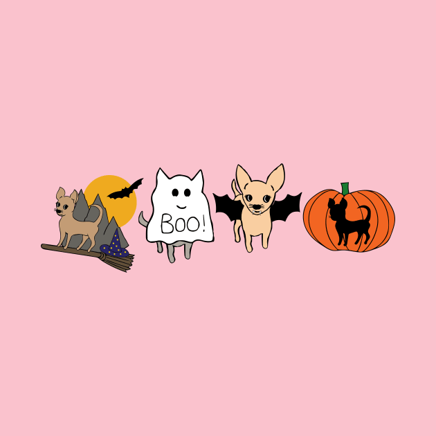 Pink Halloween Chihuahuas - smooth coat chihuahuas - Halloween chihuahuas tee by bettyretro