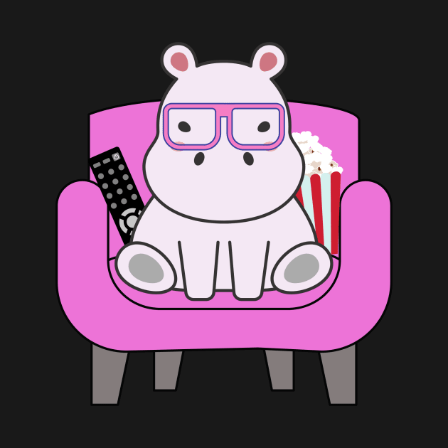 Hippo loves to watch movies by Quadrupel art