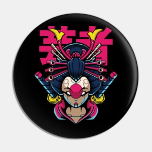 Japanese Geisha Warrior with samurai Pin