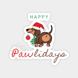 Happy Pawlidays Santa Dachshund Dog Magnet