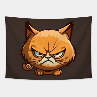 Funny Angry Cat Cartoon Design Tapestry