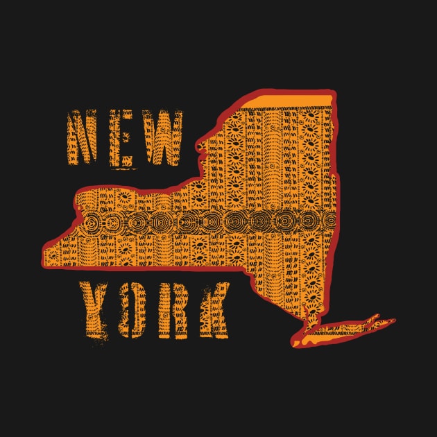 Polynesian Style New York State Map and Spellout by pelagio