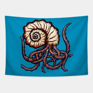 Octopus Conch Seashell Tentacle Cartoon Illustration Tapestry