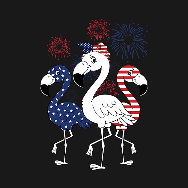 American Flag Firework Flamingo Happy 4th Of July by sueannharley12