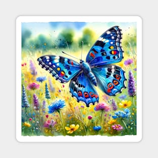 Pop Large Blue Butterfly - Watercolor Butterfly Magnet