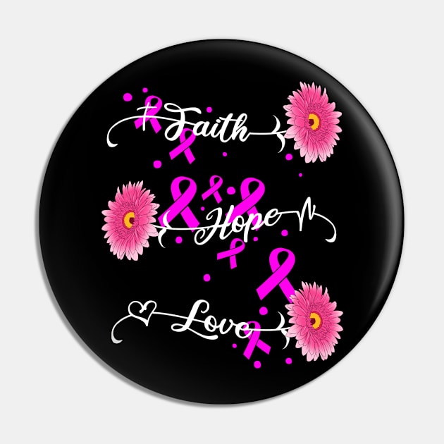 Womens Faith Hope Love Breast Cancer Awareness Product Pin by Linco