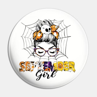 September Girl Birthday Happy Halloween Pin