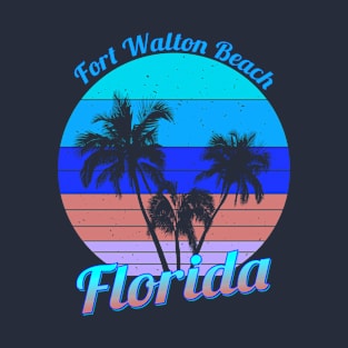 Fort Walton Beach Florida Retro Tropical Palm Trees Vacation T-Shirt