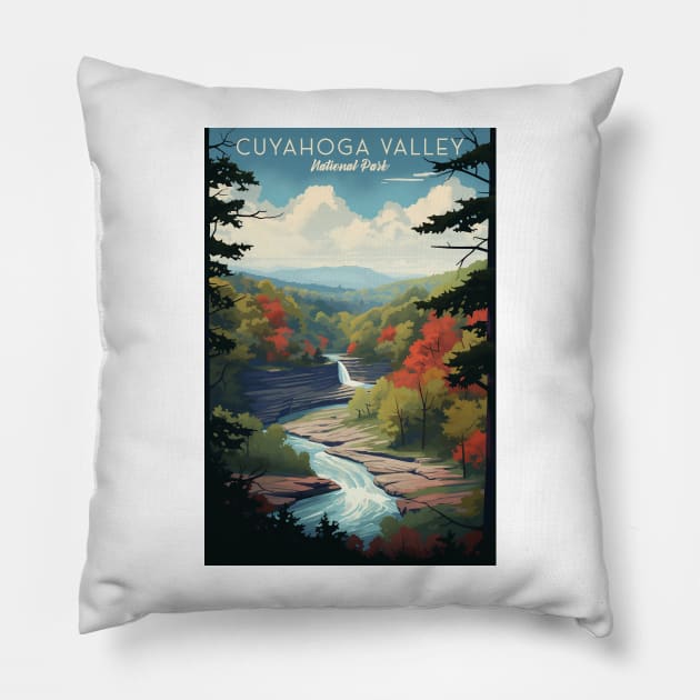 Cuyahoga Valley National Park Travel Poster Pillow by GreenMary Design