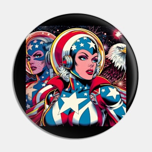 America: Female Comic Book Superhero USA 4th of July Pin