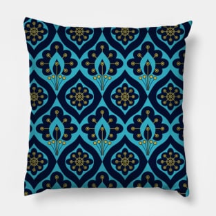 blue and gold pattern Pillow