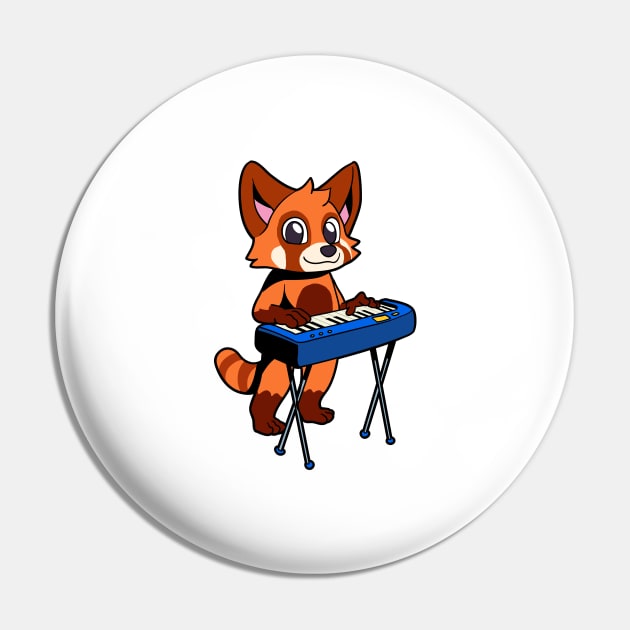 Cartoon red panda plays keyboard Pin by Modern Medieval Design