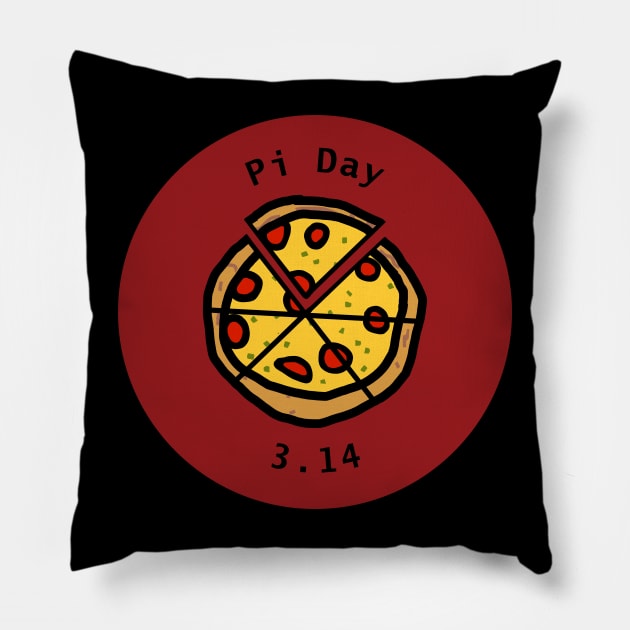 Pizza Pi Day on Red Pillow by ellenhenryart