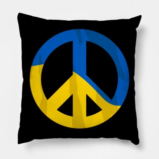 Retro Ukraine Peace Sign with Ukraine Flag Overlay Design Pillow