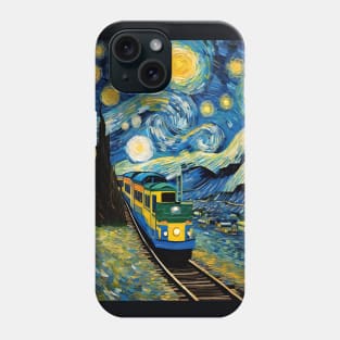 Starry night style train painting Phone Case