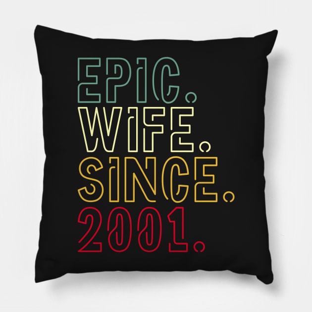 Epic wife since 2001 - 21st wedding anniversary gift for her Pillow by PlusAdore