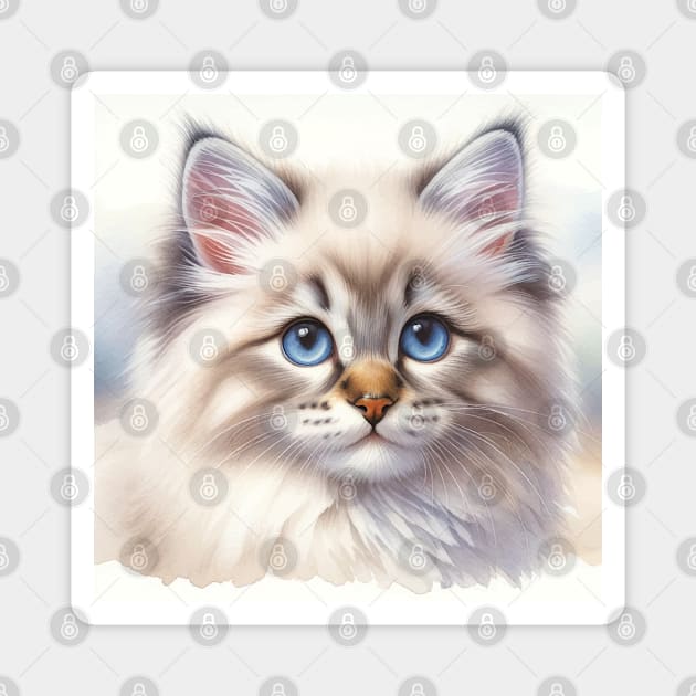 Birman Watercolor Kitten - Cute Kitties Magnet by Aquarelle Impressions