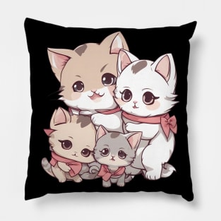 Kawaii Cat Family Pillow