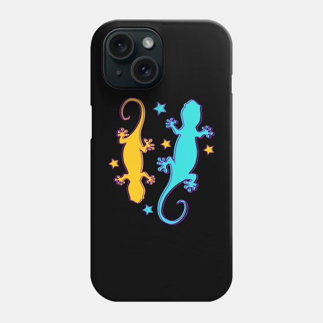 Hippie Colorful Lizards and Reptiles Phone Case by novaya