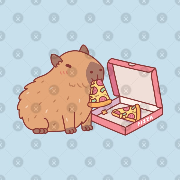 Cute Capybara Eating Pizza by rustydoodle