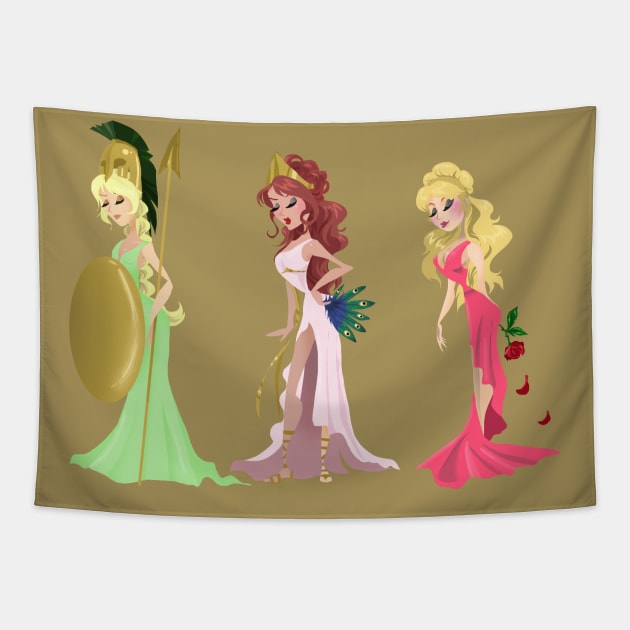 Athena, Hera and Aphrodite Tapestry by JonasEmanuel