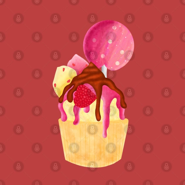 Raspberry cupcake by cariespositodesign