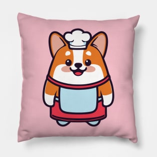 cute corgi kawaii funny chef Pillow