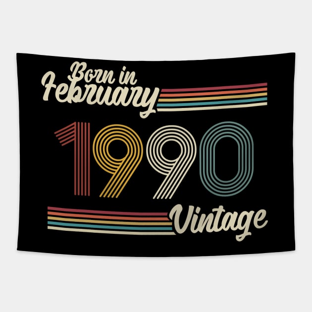 Vintage Born in February 1990 Tapestry by Jokowow