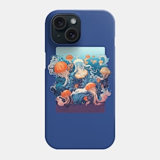 Mysteries of the Sea: Enchanting Jellyfish in the Depths Phone Case