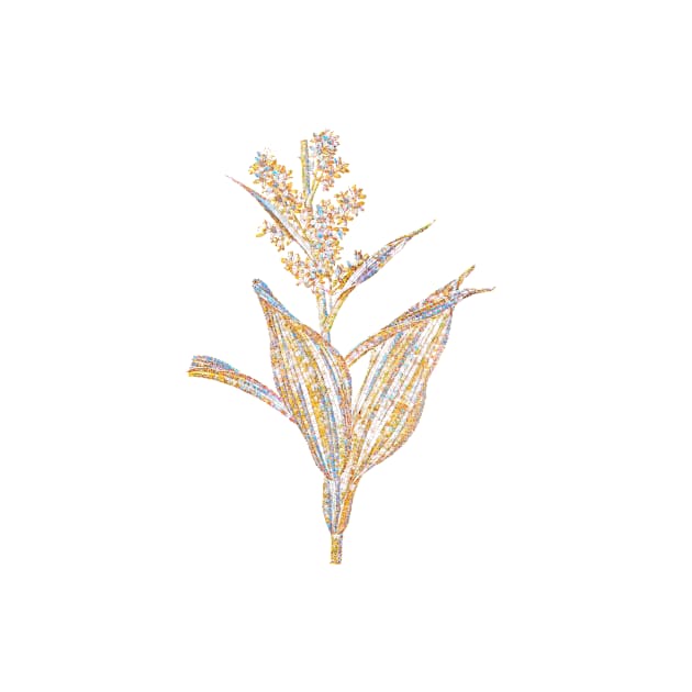 Gold Prism Mosaic False Helleborine Botanical Illustration by Holy Rock Design