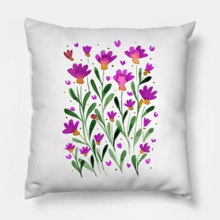 Forget me not flowers - viva magenta and green Pillow