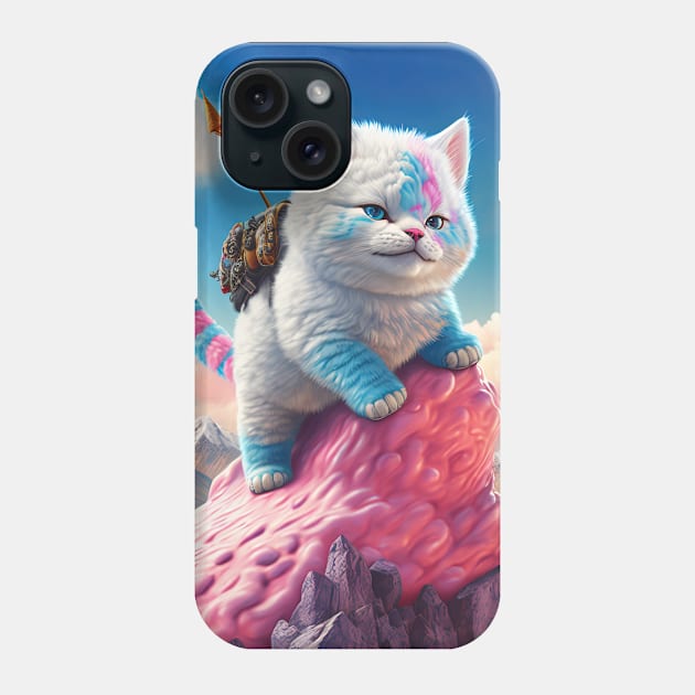 Cotton Candy Cat Climbing Candy Mountain Phone Case by Trippinink