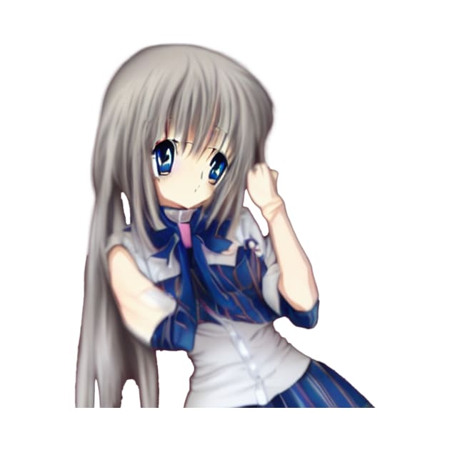 Cute anime girl with gray hair by Maffw