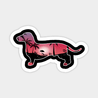 Dachshund Beautiful Sunset Beach Palm Tree Magnet