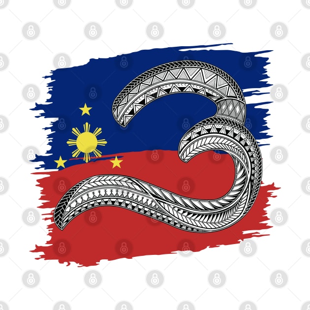 Philippine Flag Tribal line Art / Baybayin Letter O / U by Pirma Pinas